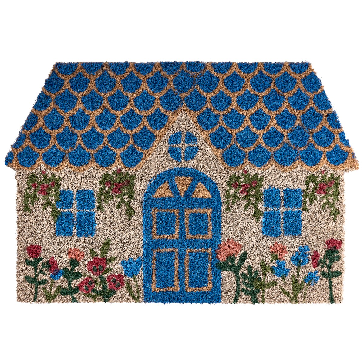 Wycieraczka ROSARIO Niebieski 60 x 90 cm Domek Włókno kokosowe