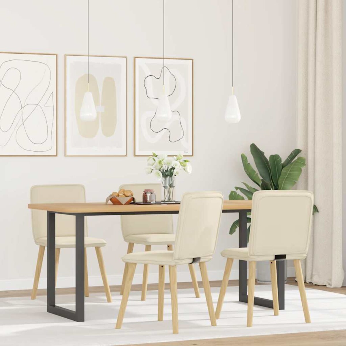 vidaXL Krzesła stołowe, 4 szt., lniane