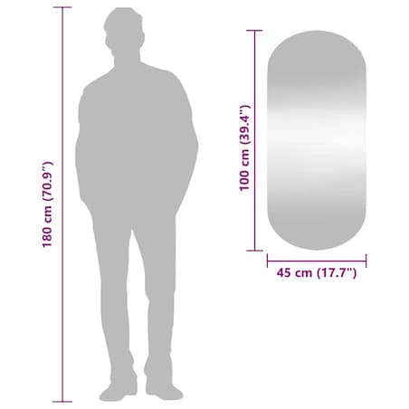 vidaXL Lustro ścienne, 45x100 cm, szklane, owalne