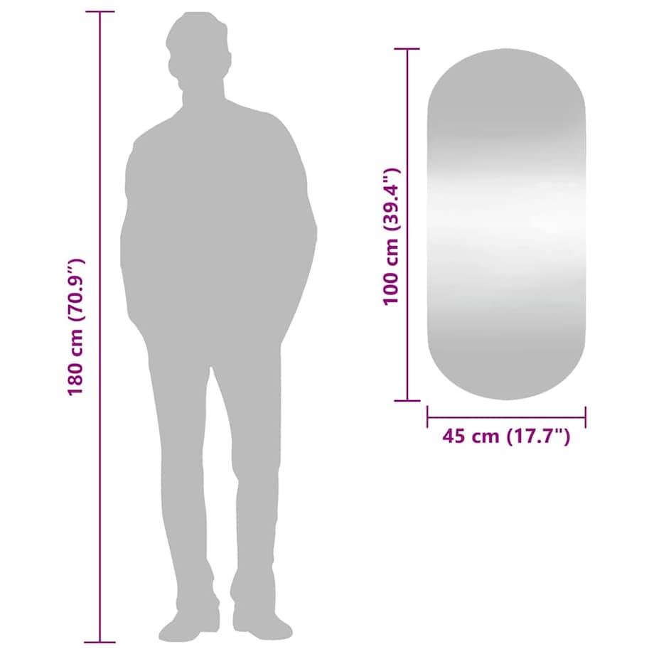 vidaXL Lustro ścienne, 45x100 cm, szklane, owalne