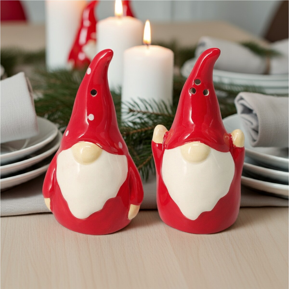 Solniczka i pieprzniczka YULORA cermiczne gnomy