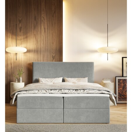 Łóżko kontynentalne G2 do sypialni 160x200 z pojemnikiem i materacem- szare