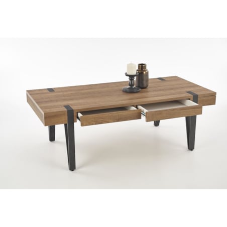 STOLIK KAWOWY Elbait Z 2 SZUFLADAMI orzech miodowy/czarny