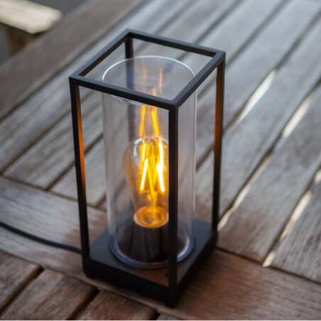 Stołowa LAMPA zewnętrzna FLAIR 6588801012 Lutec ogrodowa OPRAWA metalowa klatka outdoor IP44 czarna przezroczysta