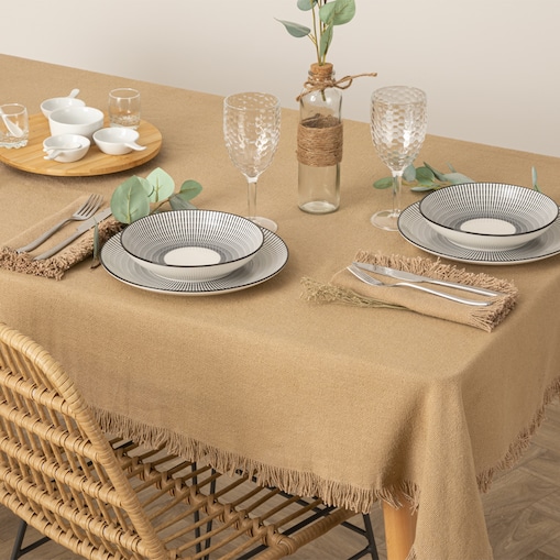Obrus bawełniany z frędzlami MAHA, 150 x 250 cm