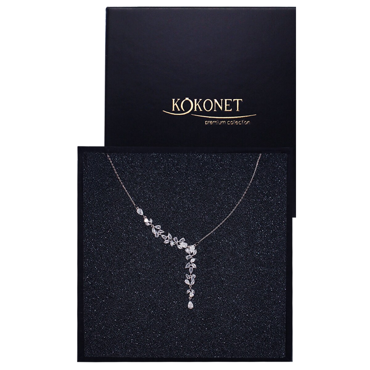 OZDOBNY naszyjnik niesymetryczny krawatka wiszący opadający do dekoltu V