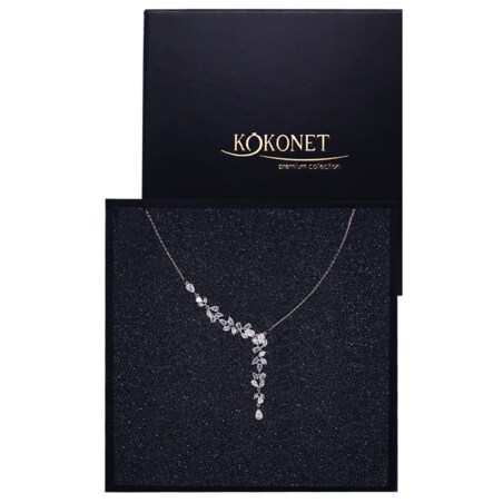 OZDOBNY naszyjnik niesymetryczny krawatka wiszący opadający do dekoltu V