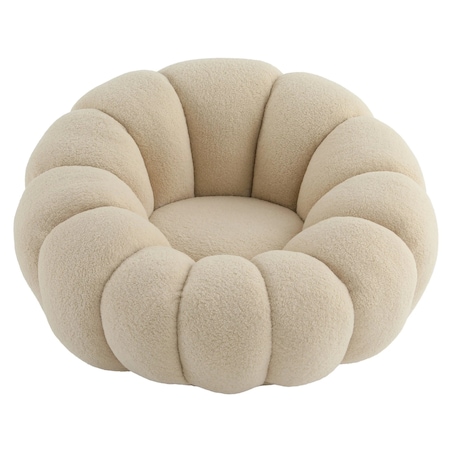 Fotel obrotowy beżowy bouclé Cremona Ø100 cm