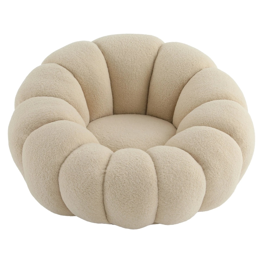 Fotel obrotowy beżowy bouclé Cremona Ø100 cm