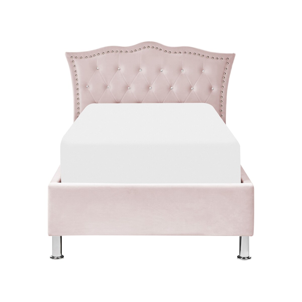 Łóżko welurowe z pojemnikiem 90 x 200 cm różowe METZ