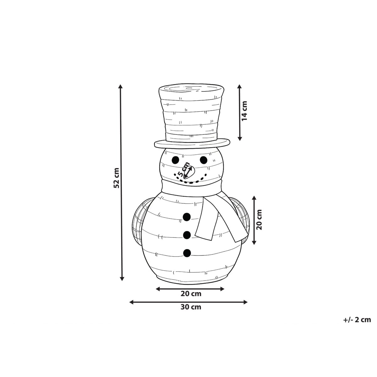 Dekoracja świąteczna LED OLAFSVIK Bałwan 52 cm Naturalny