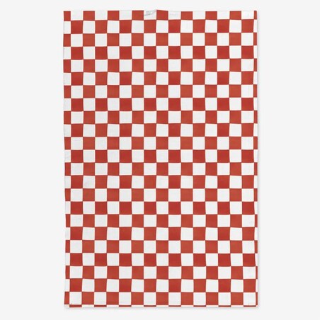 Lniany ręcznik kuchenny - czerwona krata