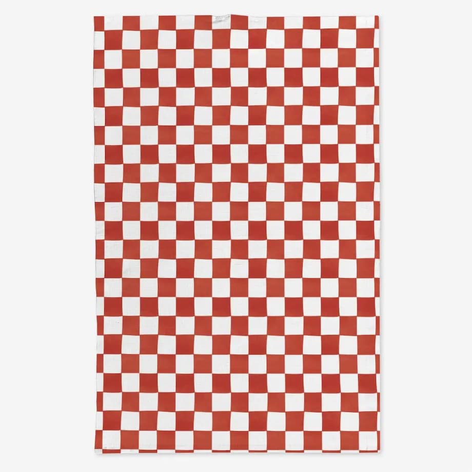 Lniany ręcznik kuchenny - czerwona krata