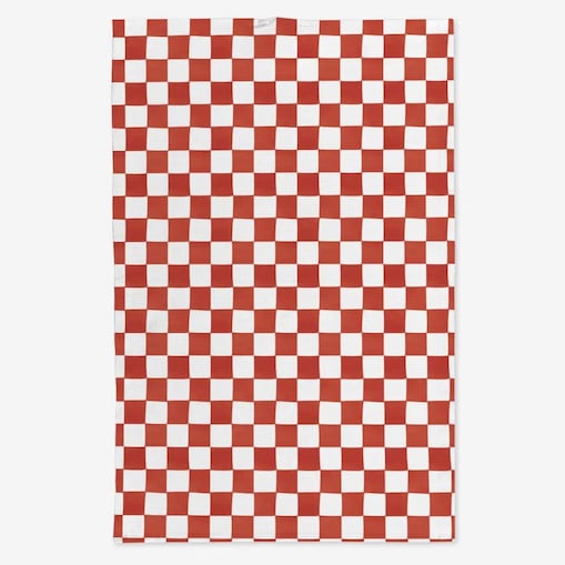 Lniany ręcznik kuchenny - czerwona krata