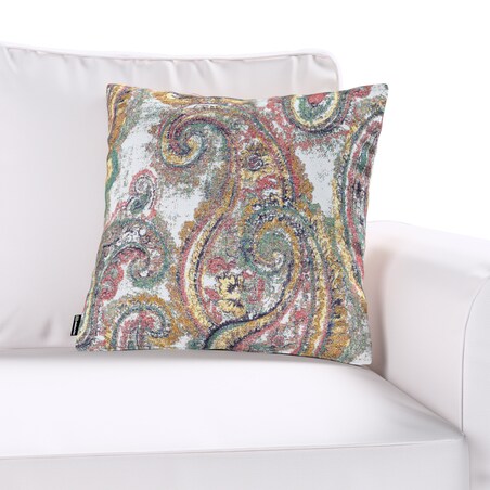 Poszewka Kinga na poduszkę 43x43 wielokolorowy paisley na kremowym tle