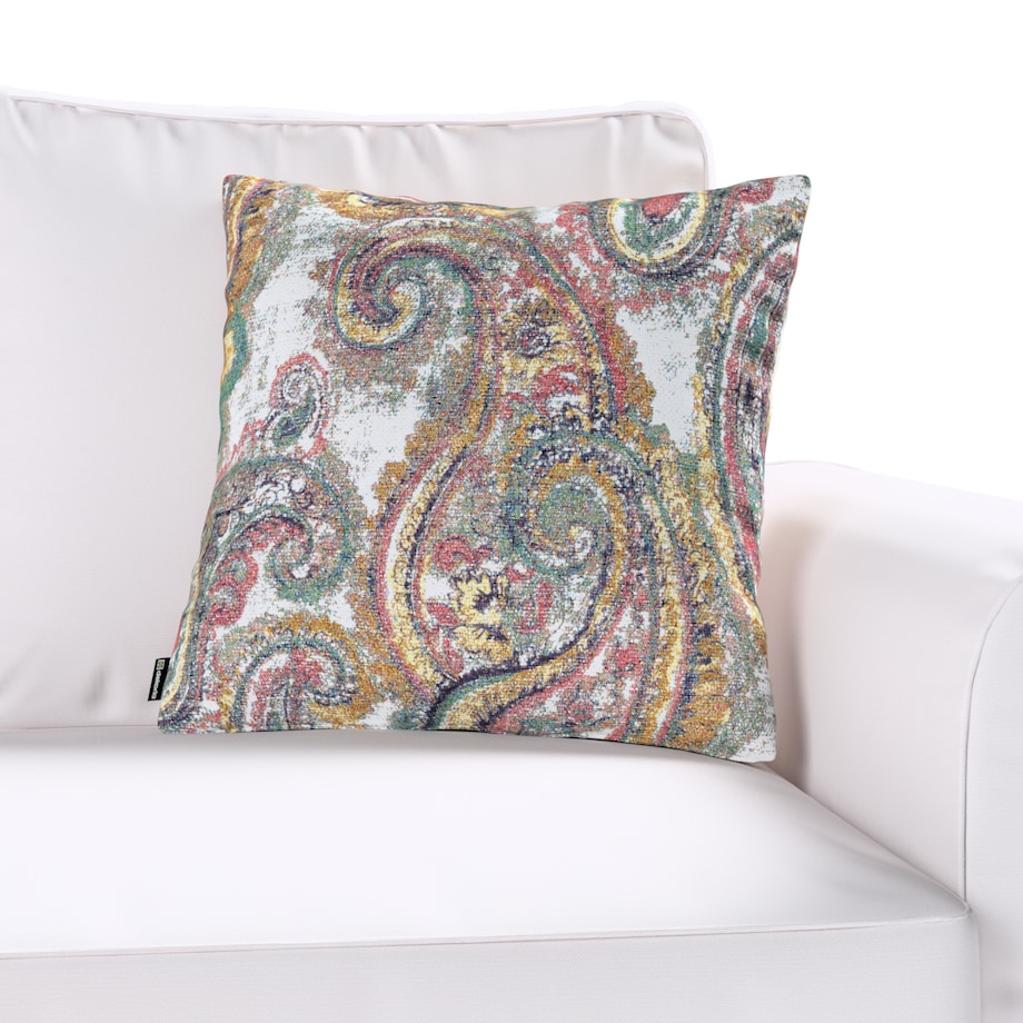 Poszewka Kinga na poduszkę 43x43 wielokolorowy paisley na kremowym tle