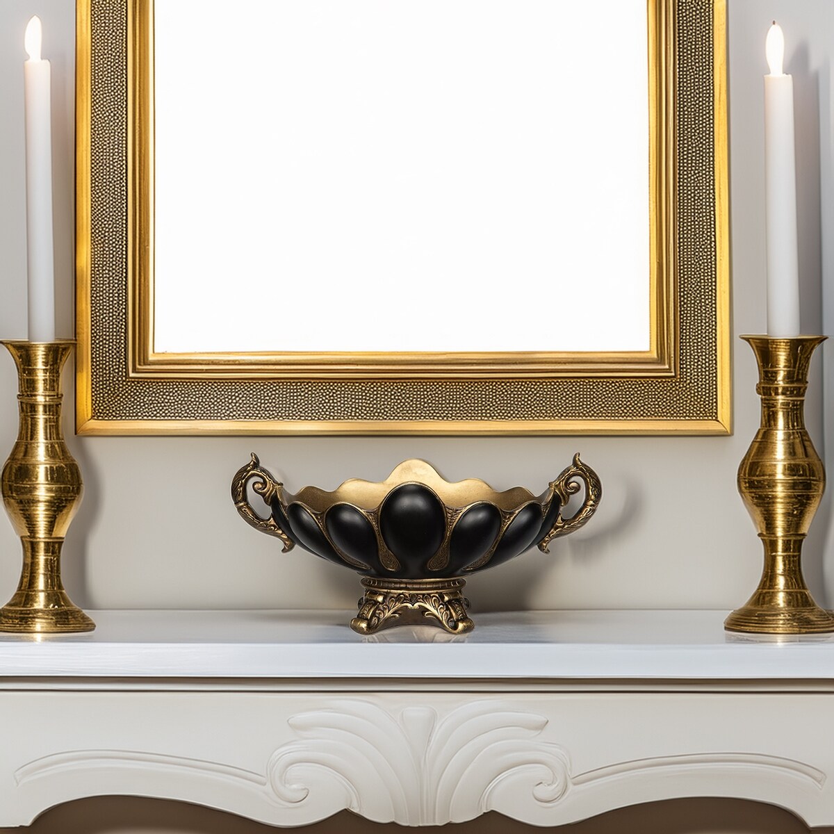 MISA NA OWOCE DEKORACJE OZDOBY PATERA 32cm ZŁOTA CZARNA RETRO MISKA DO DOMU