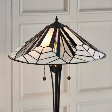 Stojąca lampa Tiffany Astoria 63934 Endon witraż włącznik czarny