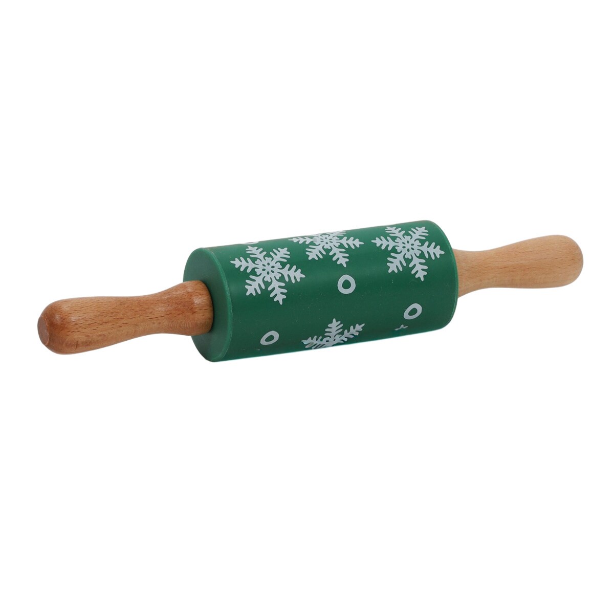 Zestaw do pieczenia dla dzieci TIVOLA, miniwałek z wzorem śnieżyek + 3 foremki