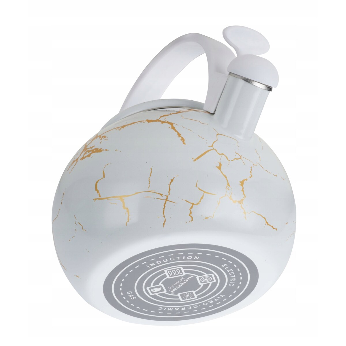 Czajnik Emaliowany Retro 2.2L Z Gwizdkiem - Biały Stal Węglowa Indukcja Gaz