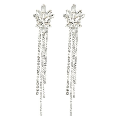 Srebrne długie zjawiskowe kolczyki cyrkoniowe nitki