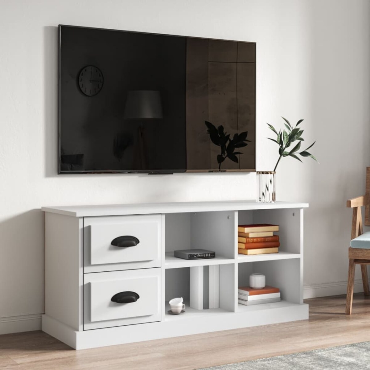 vidaXL Szafka pod TV, biała, 102x35,5x47,5 cm, materiał drewnopochodny