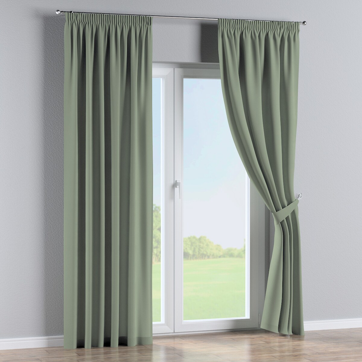 Zasłona na taśmie marszczącej 1 szt. 130x260 szałwiowy