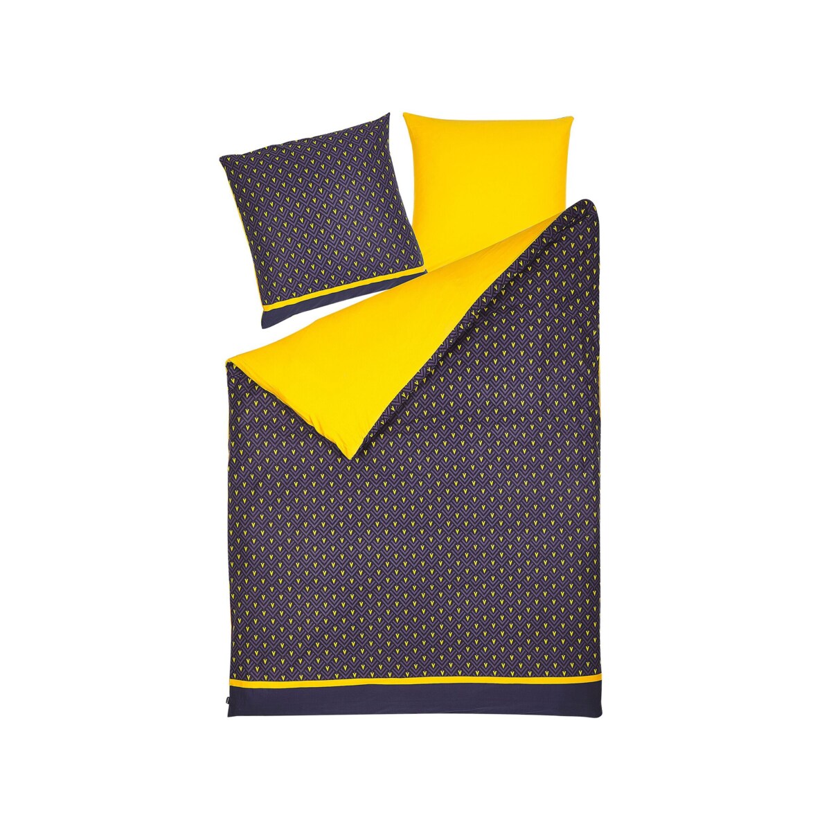 Komplet pościeli bawełnianej satynowej w jodełkę 155 x 220 cm niebiesko-żółty WALLINGFORD