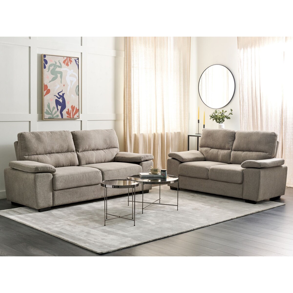 Komplet wypoczynkowy 5-osobowy jasnobrązowy VOGAR