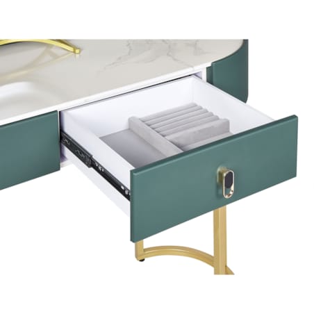 Toaletka 2 szuflady lustro LED z pufem zielono-złota VINAX