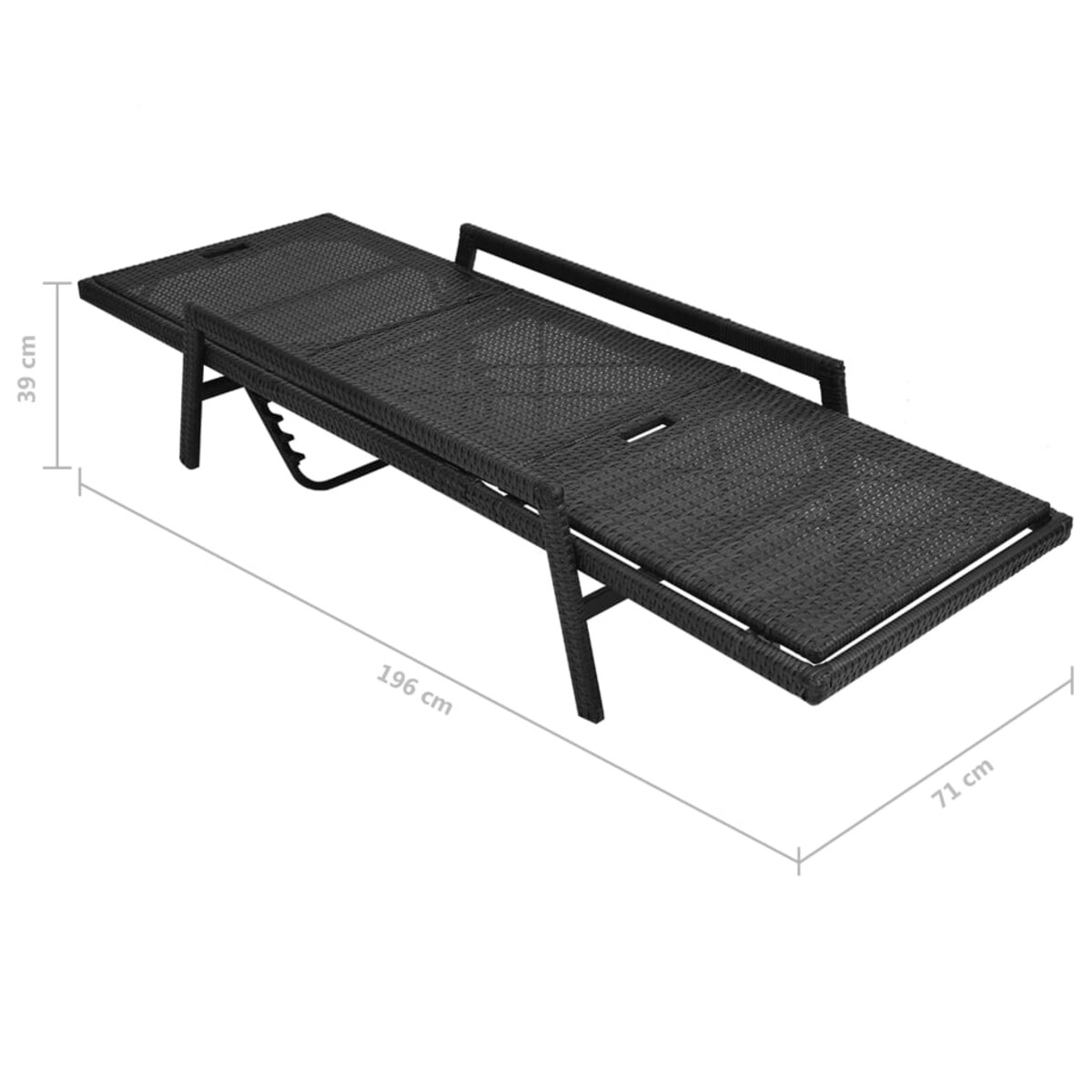 vidaXL Leżak ogrodowy z poduszką, polirattan, czarny