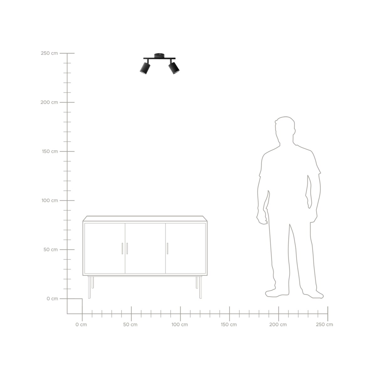 Lampa spot 2-punktowa NYANDO Metal Czarny