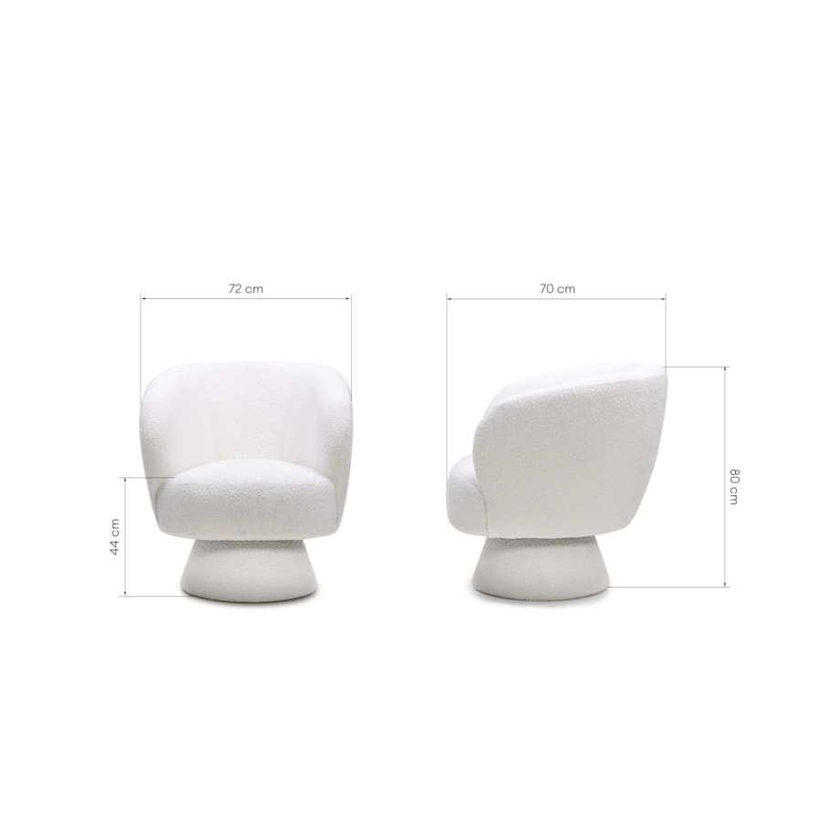 Fotel obrotowy 80x72x70 cm bouclé Nalf - III biały