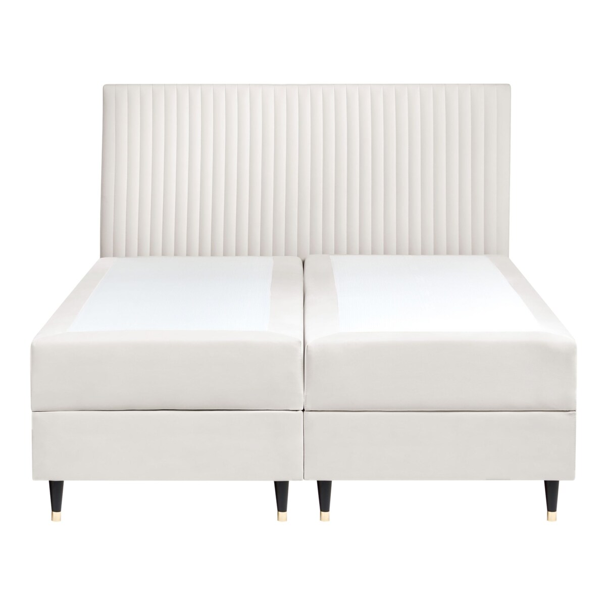 Łóżko kontynentalne z pojemnikiem Welur DAME 160 x 200 cm Złamana biel