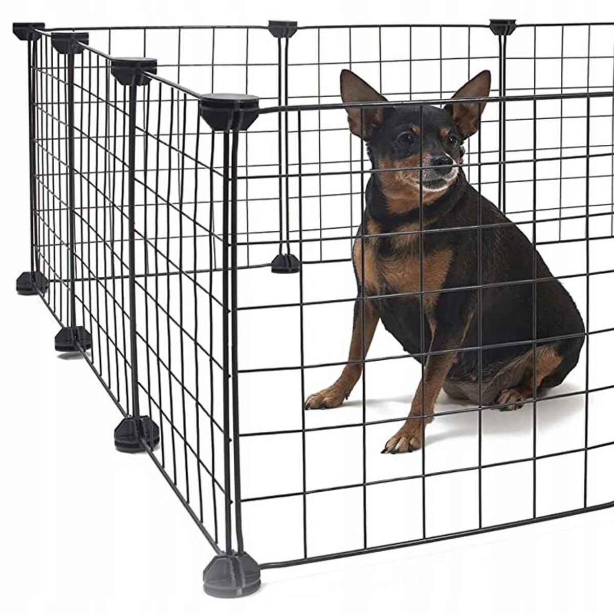 Czarny kojec zagroda metalowa dla psa kota szczeniaka królika 108 x 108 cm