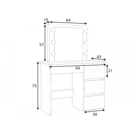 Toaletka ALEKSANDRA 3 biały mat
