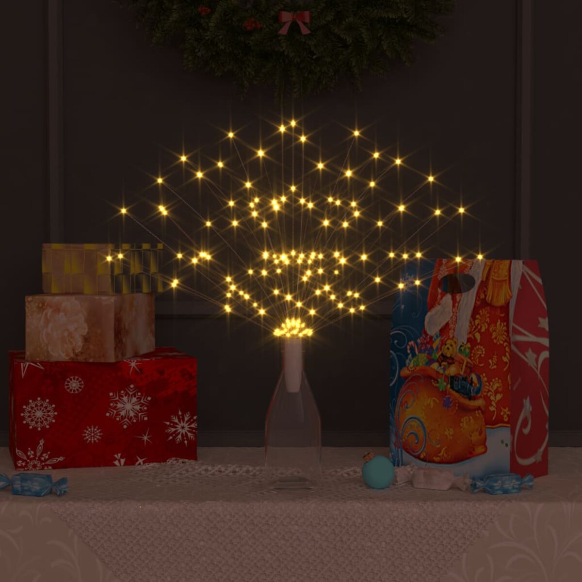 vidaXL Ogrodowa lampka fajerwerkowa, ciepła biel, 20 cm, 140 LED