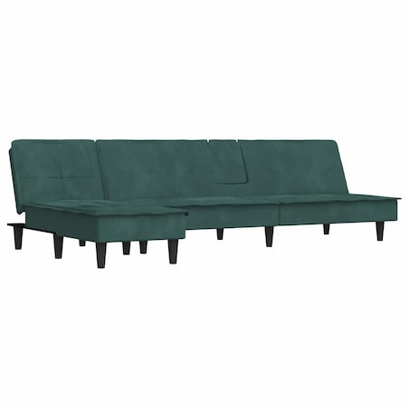 vidaXL Sofa rozkładana L, ciemnozielona, 255x140x70 cm, aksamit