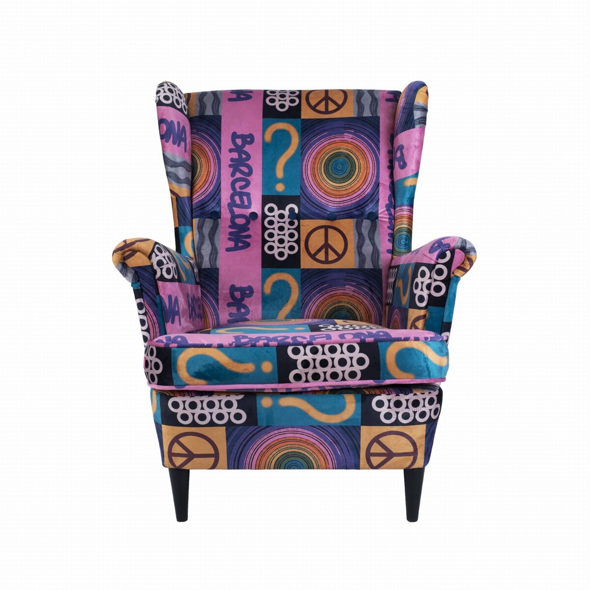 Fotel uszak Barcelona velvet – elegancki fotel wypoczynkowy do salonu i sypialni z autorskim wzorem