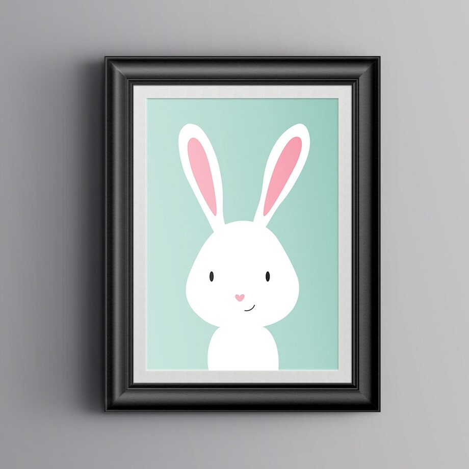 Plakat dla dzieci Królik miętowy 40x50