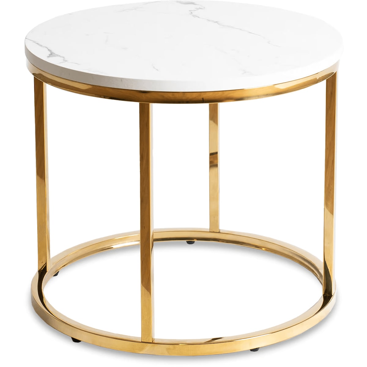 Stolik Kawowy Okrągły Ława Okrągła CLIFF Biały Marmur Złoty Glamour