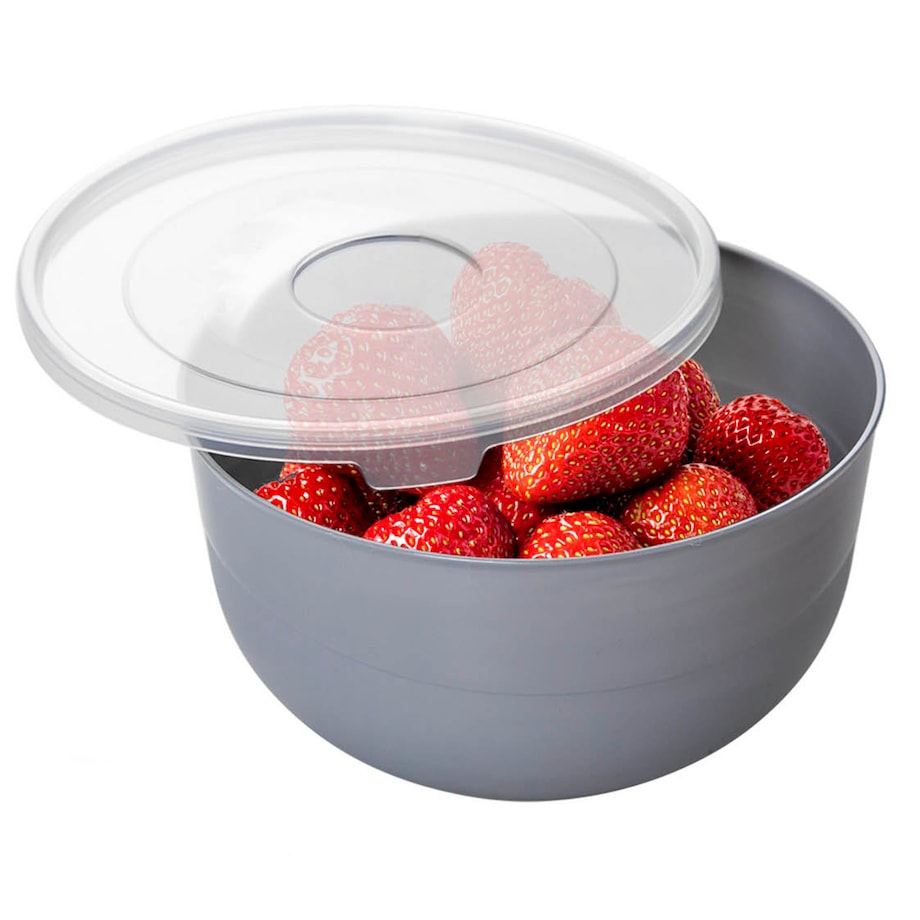 Miska Kuchenna Plastikowa Z Pokrywką Szara 1,2 L