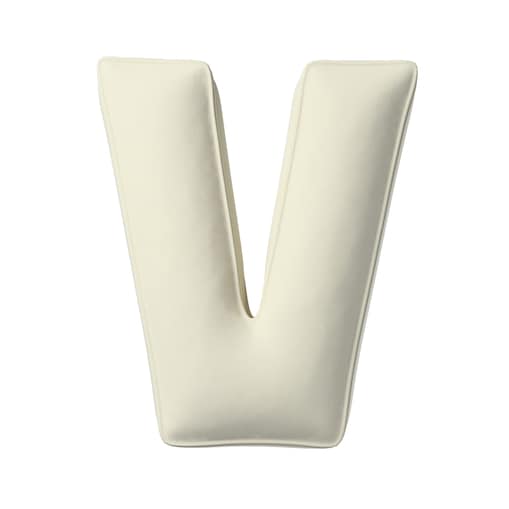 Poduszka literka V, śmietankowa biel, 35x40cm, Posh Velvet