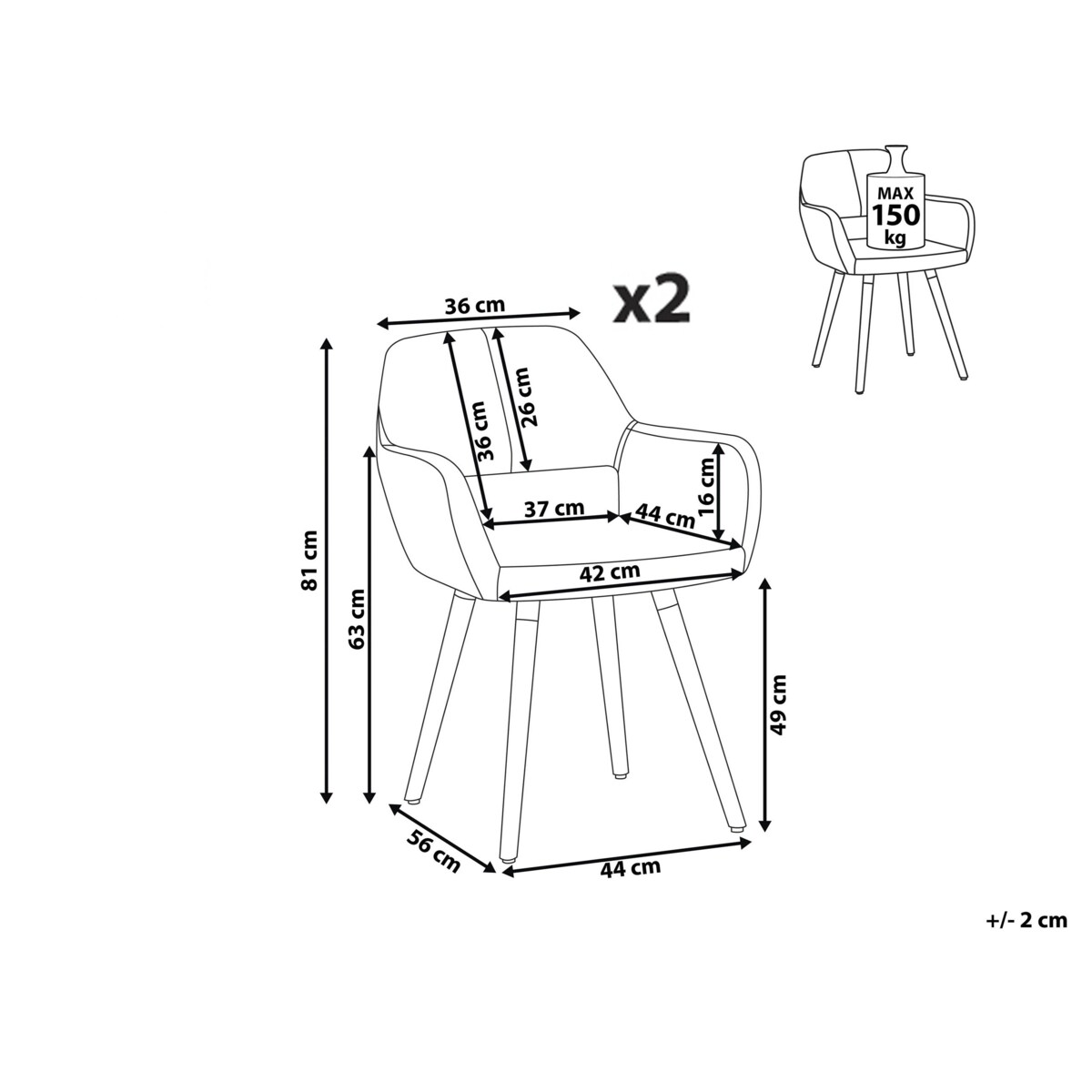 Zestaw 2 krzeseł do jadalni szarobeżowy CHICAGO