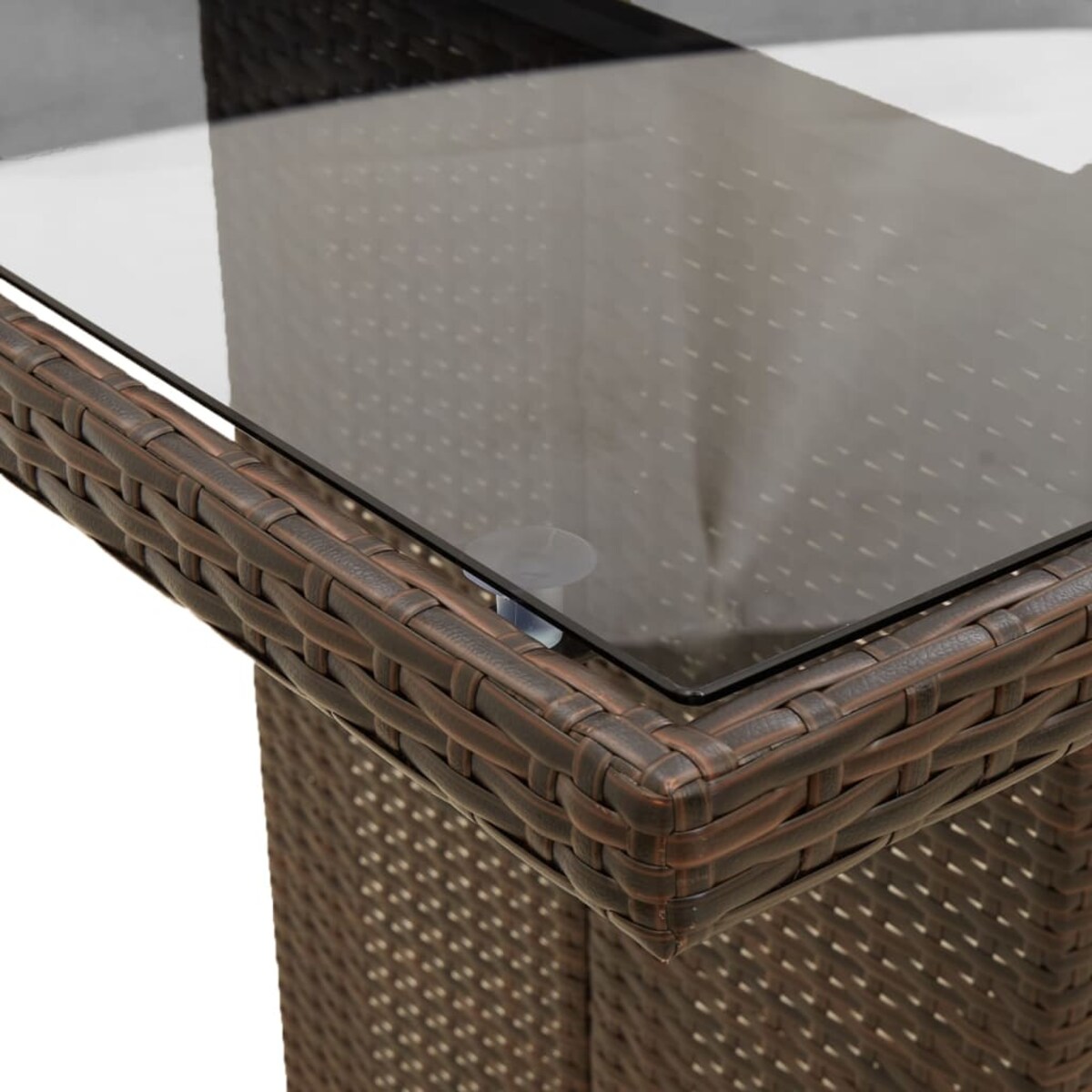 vidaXL Stół ogrodowy ze szklanym blatem, brąz, 240x90x75cm, polirattan