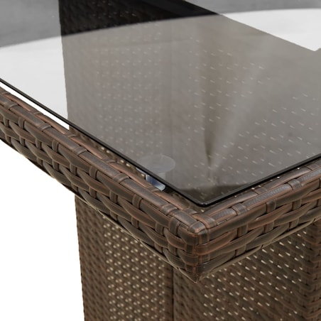 vidaXL Stół ogrodowy ze szklanym blatem, brąz, 240x90x75cm, polirattan
