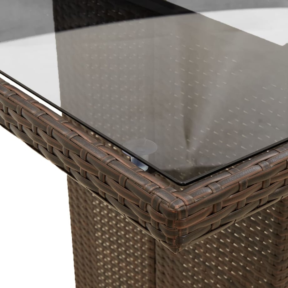 vidaXL Stół ogrodowy ze szklanym blatem, brąz, 240x90x75cm, polirattan