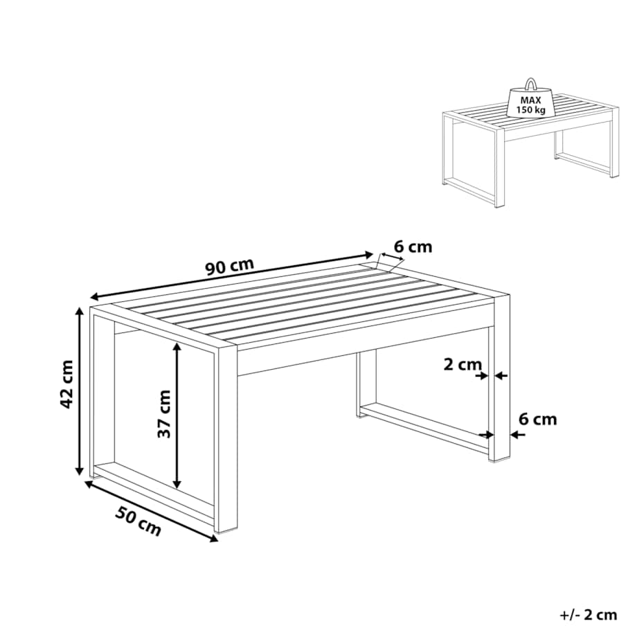 Stolik kawowy ogrodowy SALERNO 90 cm 50 cm Metal Jasnoszary