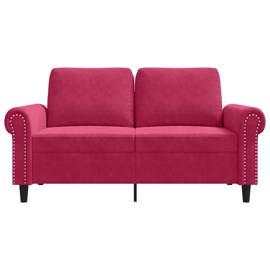 vidaXL Sofa 2-osobowa, winna czerwień, 120 cm, tapicerowana aksamitem