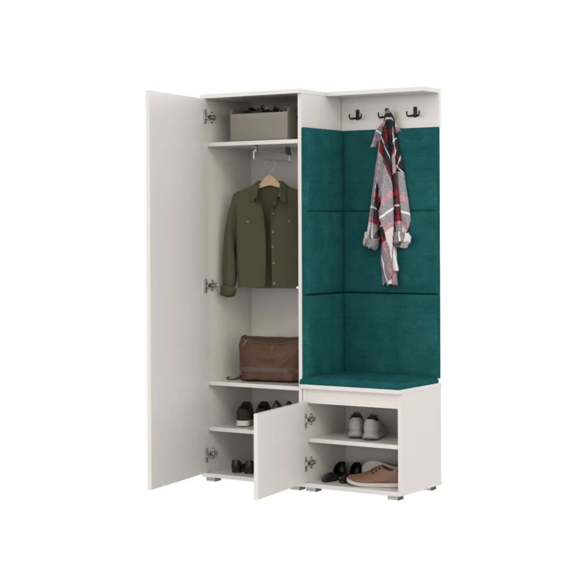 Garderoba do przedpokoju SINGAPUR 104 biała/zielona